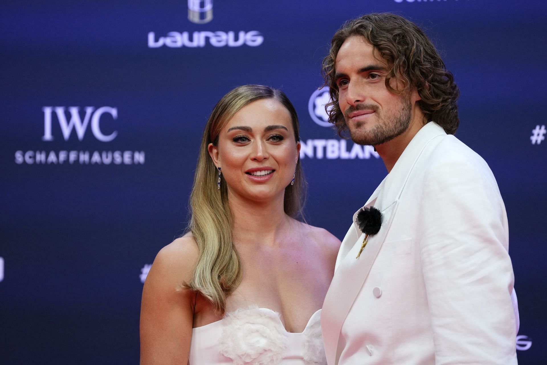 Paula Badosa(left) and Stefanos Tsitsipas(right) at the 2025 Laureus World Sport Awards. Image: Getty